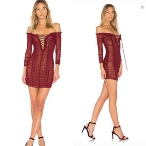 MAJORELLE Darling Ruched Merlot Dress Small S